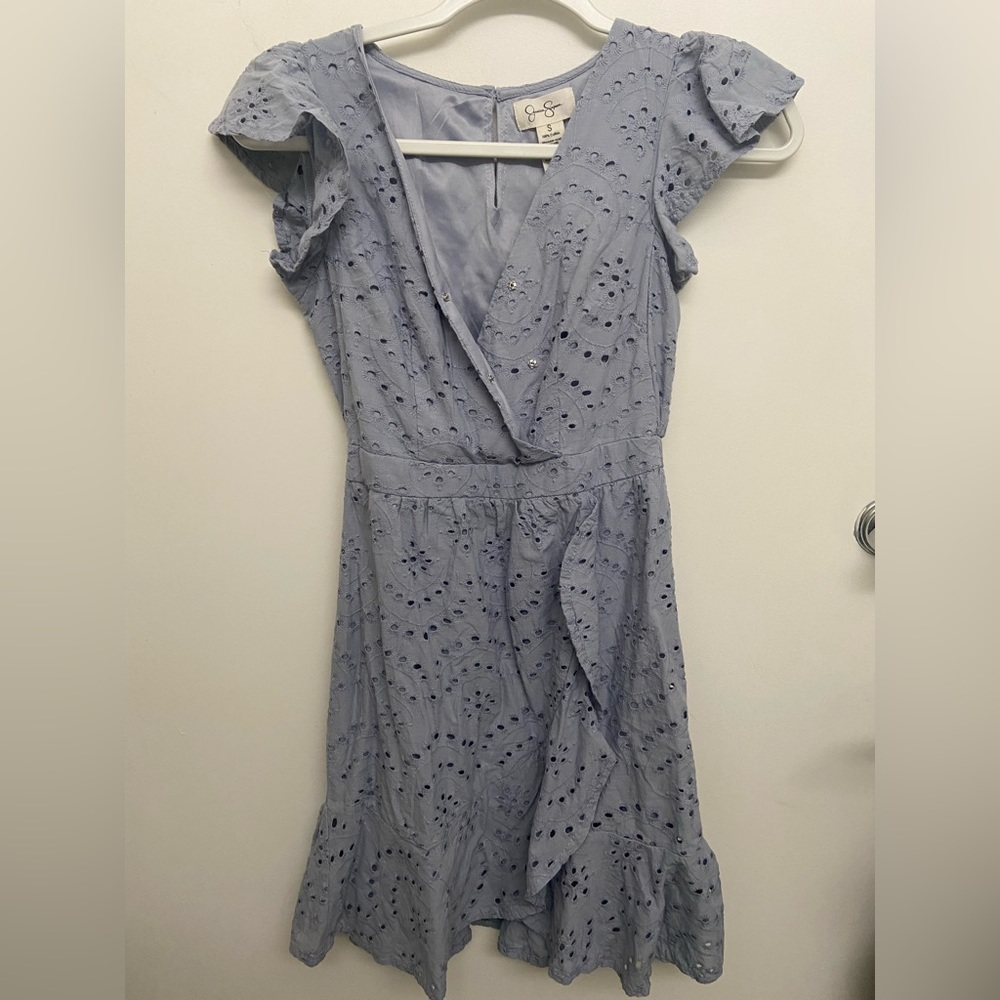 Jessica Simpson cotton eyelet Faux Wrap Dress S